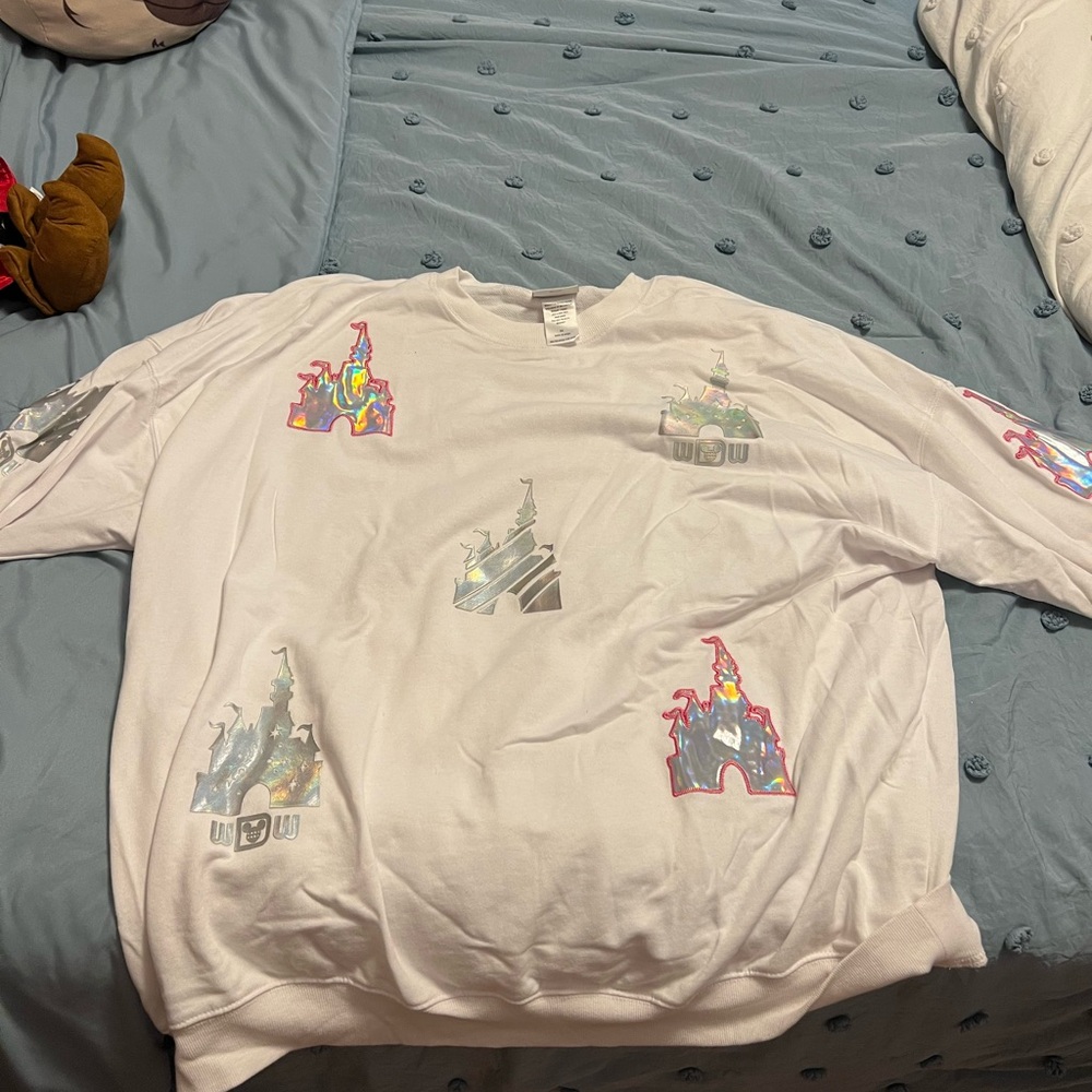 Disney world holographic castle sweatshirt. Purchased in the parks. NWOT